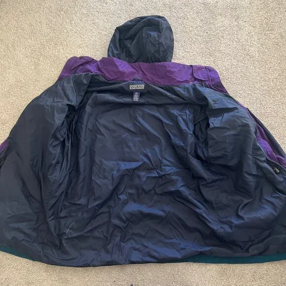Lands End 90s Vintage Retro Utility Chore Barn Jacket Purple Teal Blue Large - Picture 5 of 8